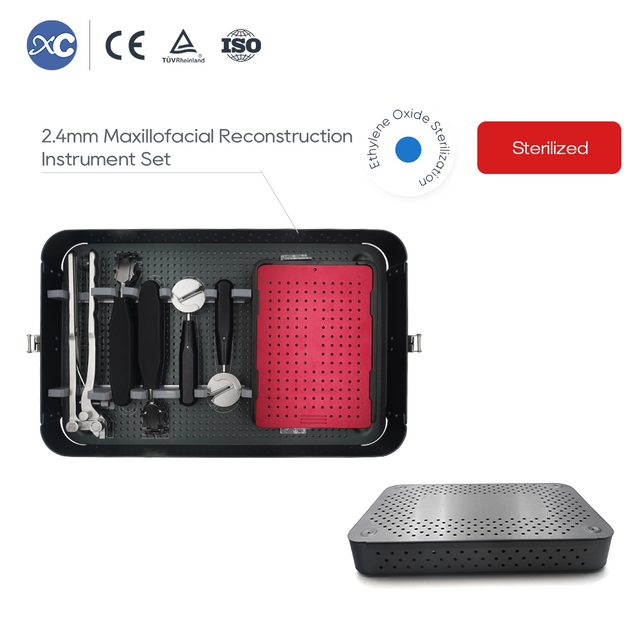 2.4mm kaak-rekonstruksie-instrumentstel in sterilisasiebak
