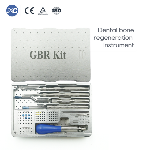GBR-kit geleide botregeneratie-instrumentenset in open aluminium behuizing